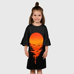Платье клеш для девочки Отражение Солнца, цвет: 3D-принт — фото 2