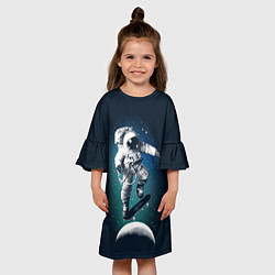 Платье клеш для девочки Космический скейтбординг, цвет: 3D-принт — фото 2