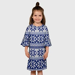 Платье клеш для девочки Синий свитер, цвет: 3D-принт — фото 2