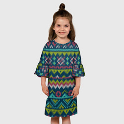 Платье клеш для девочки Вязаный узор 2, цвет: 3D-принт — фото 2