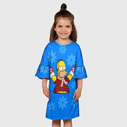 Платье клеш для девочки Новогодний Гомер, цвет: 3D-принт — фото 2
