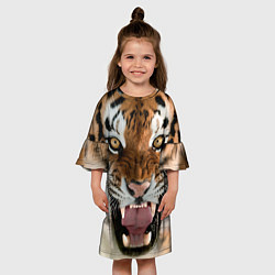 Платье клеш для девочки Свирепый тигр, цвет: 3D-принт — фото 2