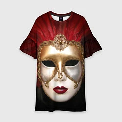 Платье клеш для девочки Венецианская маска, цвет: 3D-принт