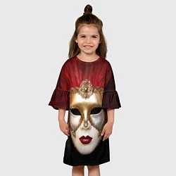 Платье клеш для девочки Венецианская маска, цвет: 3D-принт — фото 2