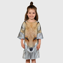 Платье клеш для девочки Зимняя лиса, цвет: 3D-принт — фото 2