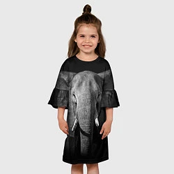 Платье клеш для девочки Взгляд слона, цвет: 3D-принт — фото 2