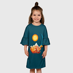 Платье клеш для девочки Лиса под солнцем, цвет: 3D-принт — фото 2