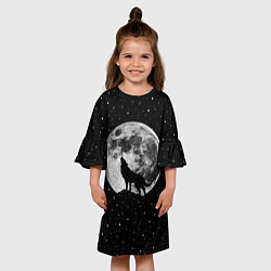 Платье клеш для девочки Лунный волк, цвет: 3D-принт — фото 2