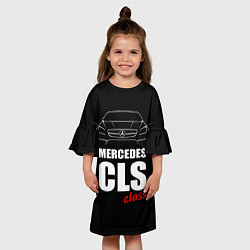 Платье клеш для девочки Mercedes CLS Class, цвет: 3D-принт — фото 2