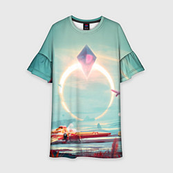 Платье клеш для девочки No Mans Sky, цвет: 3D-принт