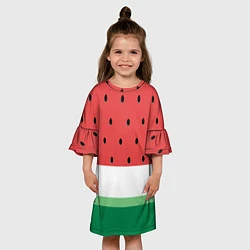 Платье клеш для девочки Сочный арбуз, цвет: 3D-принт — фото 2