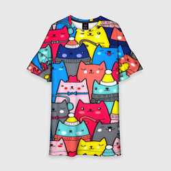 Платье клеш для девочки Отряд котиков, цвет: 3D-принт