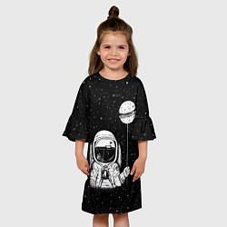 Платье клеш для девочки Астронавт с шариком, цвет: 3D-принт — фото 2