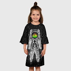 Платье клеш для девочки Музыкальный космонавт, цвет: 3D-принт — фото 2