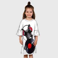 Платье клеш для девочки DJ бульдог, цвет: 3D-принт — фото 2