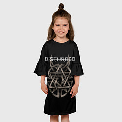 Платье клеш для девочки Disturbed Logo, цвет: 3D-принт — фото 2