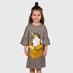 Платье клеш для девочки Котик в коробке, цвет: 3D-принт — фото 2
