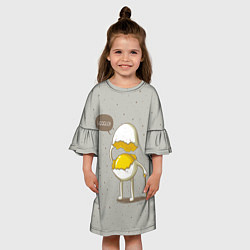 Платье клеш для девочки Яйцо приветствует, цвет: 3D-принт — фото 2