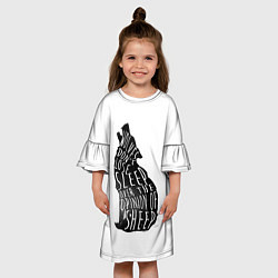 Платье клеш для девочки Wolves Dont Lose Sleep, цвет: 3D-принт — фото 2
