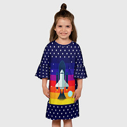 Платье клеш для девочки Запуск ракеты, цвет: 3D-принт — фото 2