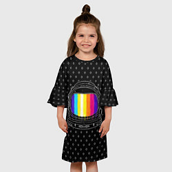 Платье клеш для девочки Цветной астронавт, цвет: 3D-принт — фото 2