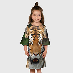 Платье клеш для девочки Рык тигра, цвет: 3D-принт — фото 2