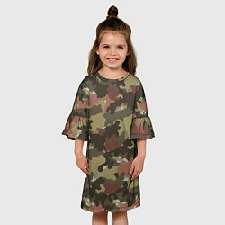 Платье клеш для девочки Камуфляж: коричневый/хаки, цвет: 3D-принт — фото 2