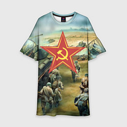 Платье клеш для девочки Наступление советской армии, цвет: 3D-принт