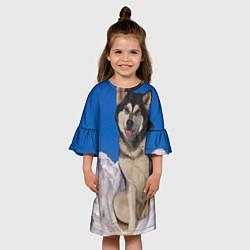 Платье клеш для девочки Аляскинский маламут, цвет: 3D-принт — фото 2