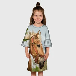 Платье клеш для девочки Игривая лошадка, цвет: 3D-принт — фото 2
