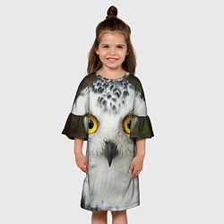 Платье клеш для девочки Белый филин, цвет: 3D-принт — фото 2