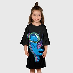 Платье клеш для девочки Космокот 1, цвет: 3D-принт — фото 2