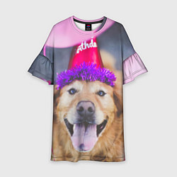 Платье клеш для девочки Birthday Dog, цвет: 3D-принт