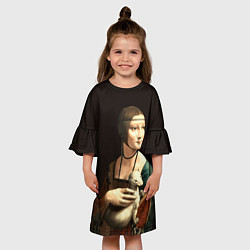Платье клеш для девочки Дама с горностаем, цвет: 3D-принт — фото 2