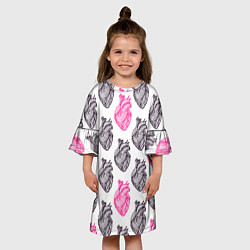 Платье клеш для девочки Сердца 1, цвет: 3D-принт — фото 2