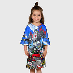 Платье клеш для девочки Трансформеры, цвет: 3D-принт — фото 2