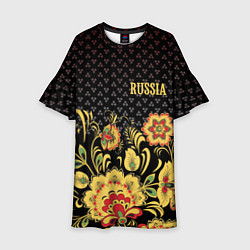 Платье клеш для девочки Russia: black edition, цвет: 3D-принт