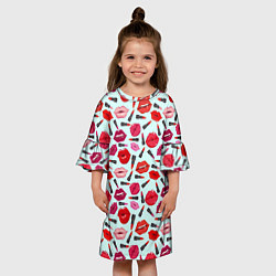 Платье клеш для девочки Губы, цвет: 3D-принт — фото 2