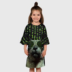 Платье клеш для девочки Кот в матрице, цвет: 3D-принт — фото 2