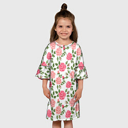 Платье клеш для девочки Розы Паттерн, цвет: 3D-принт — фото 2