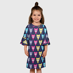Платье клеш для девочки Разноцветные котята, цвет: 3D-принт — фото 2