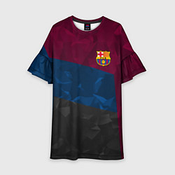 Платье клеш для девочки FC Barcelona: Dark polygons, цвет: 3D-принт