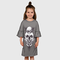 Платье клеш для девочки Череп природы, цвет: 3D-принт — фото 2