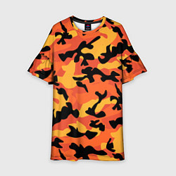 Платье клеш для девочки Fashion Orange Camo, цвет: 3D-принт