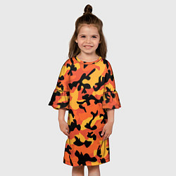 Платье клеш для девочки Fashion Orange Camo, цвет: 3D-принт — фото 2