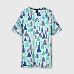 Платье клеш для девочки Зимний лес, цвет: 3D-принт