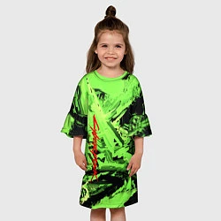 Платье клеш для девочки Cyberpunk 2077: Green Breaks, цвет: 3D-принт — фото 2