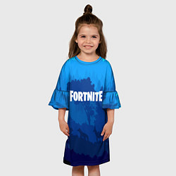 Платье клеш для девочки Fortnite: Blue Forest, цвет: 3D-принт — фото 2