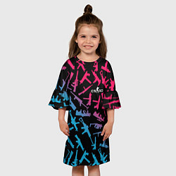 Платье клеш для девочки CS:GO Neon Weapons, цвет: 3D-принт — фото 2