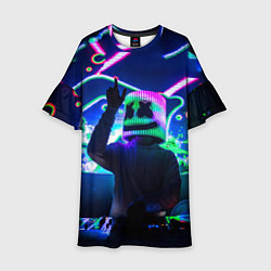 Платье клеш для девочки Marshmello: Neon DJ, цвет: 3D-принт